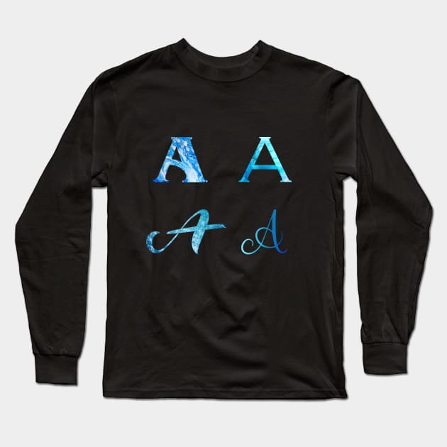 Hydro Flask stickers - letter A monogram (ocean waves + watercolor) | Sticker pack set Long Sleeve T-Shirt by Vane22april